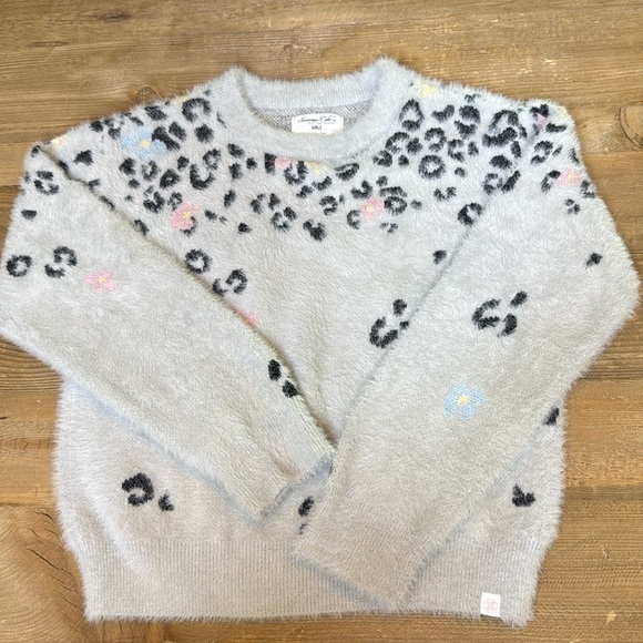 SOVEREIGN CODE Ella Dean Sweater, Grey/ Leopard Flowers Size 8 - Picture 3 of 8
